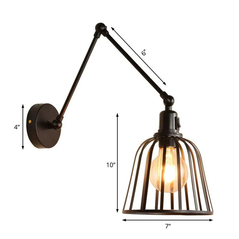 Iron lampshade Adjustable Industrial  Black Wall Lamps