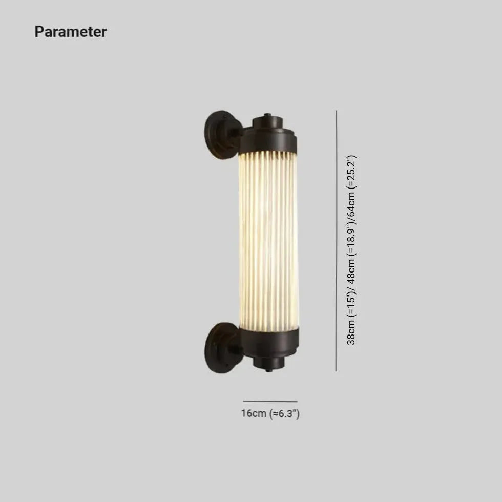 Ribbed Glass Wall Light Outdoor Black