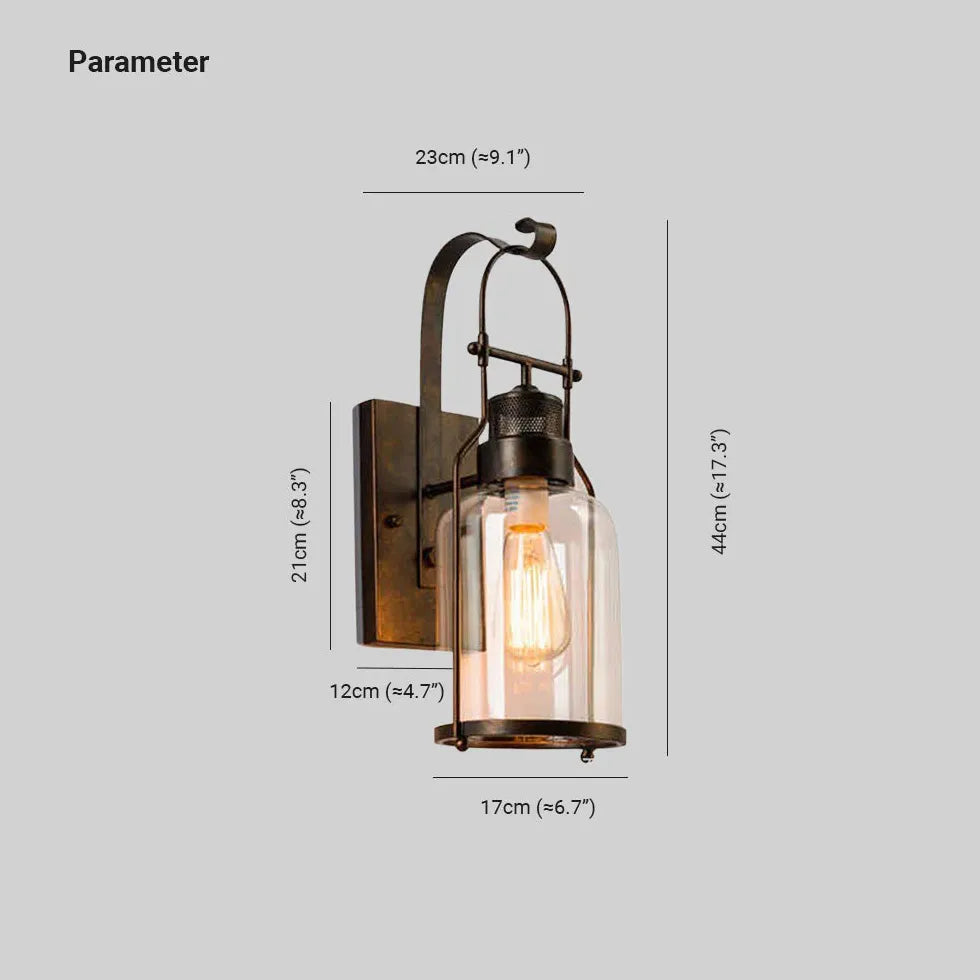 Iron Glass Lantern Vintage Wall Lights