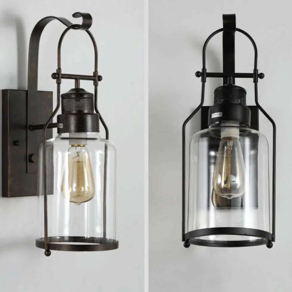 Iron Glass Lantern Vintage Wall Lights