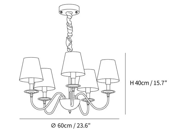 Multi-Light White Shade Gold Vintage Chandelier