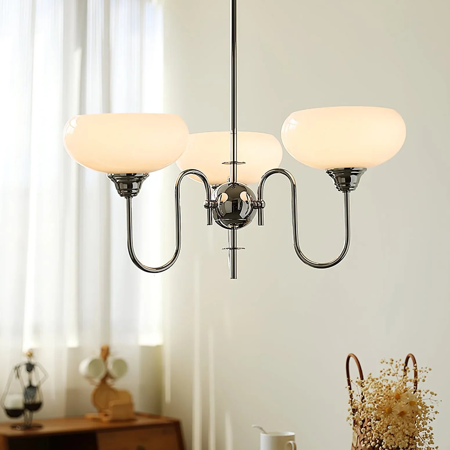 Milky White Glass Vintage Pendant Light