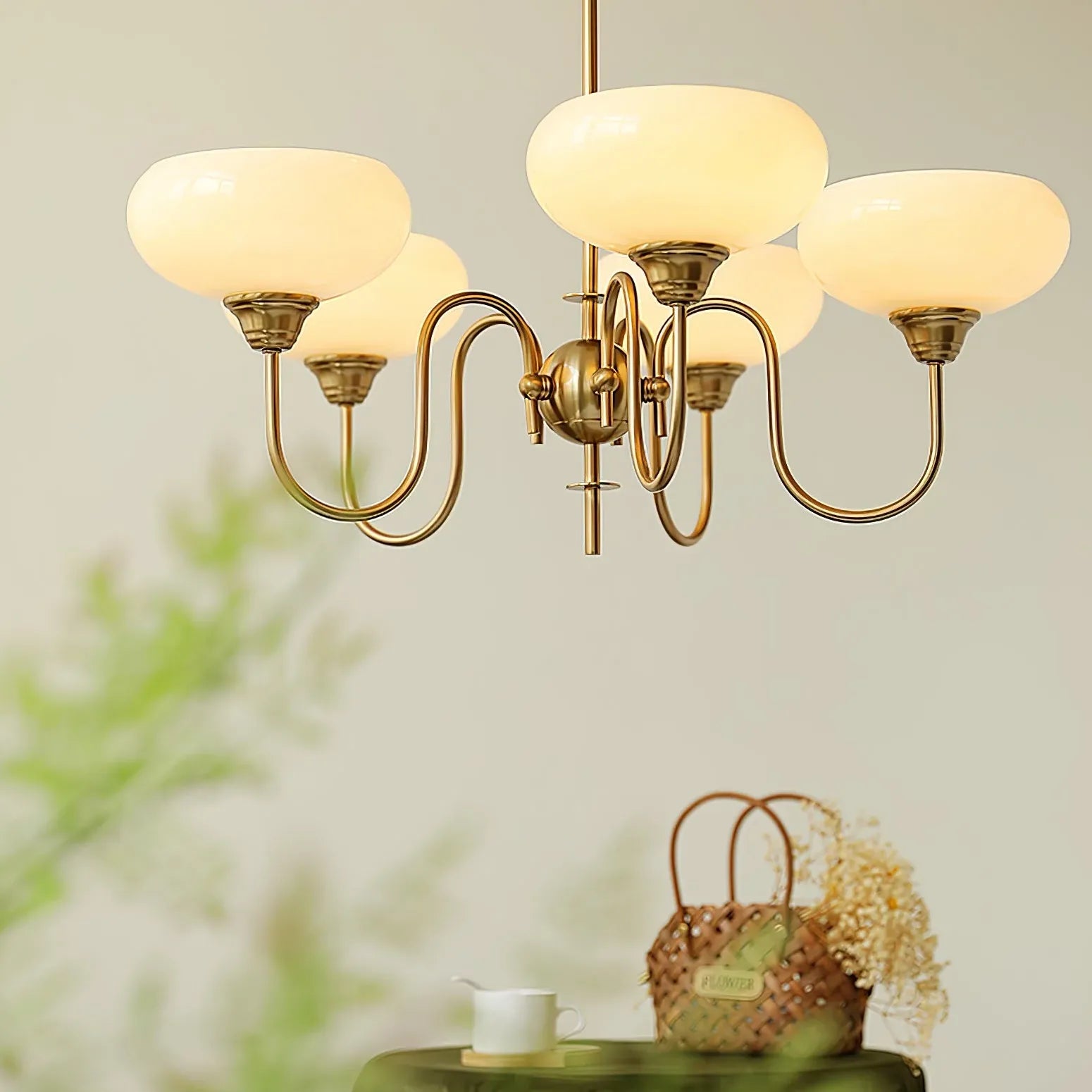 Milky White Glass Vintage Pendant Light