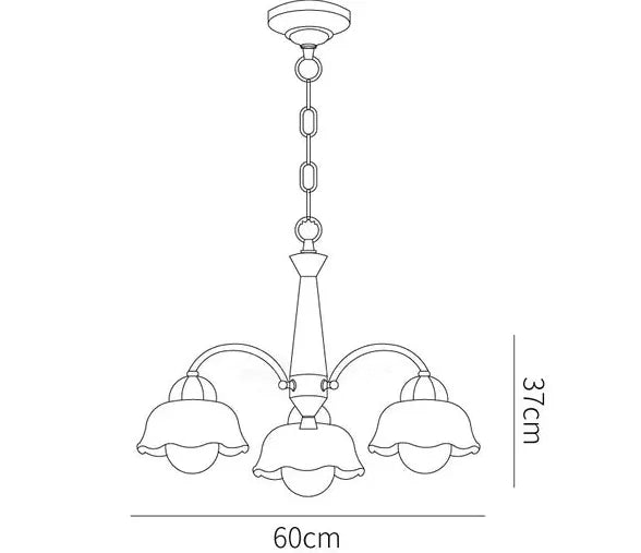 Flower-Shaped White Shade Vintage Wooden Chandelier