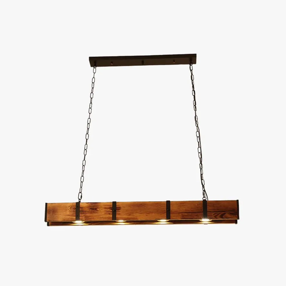 Rectangular Vintage Wooden Kitchen Pendant Light