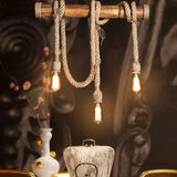 Rope Design Vintage Wood Pendant Light