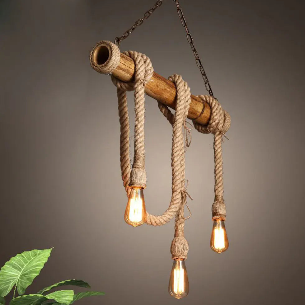 Rope Design Vintage Wood Pendant Light