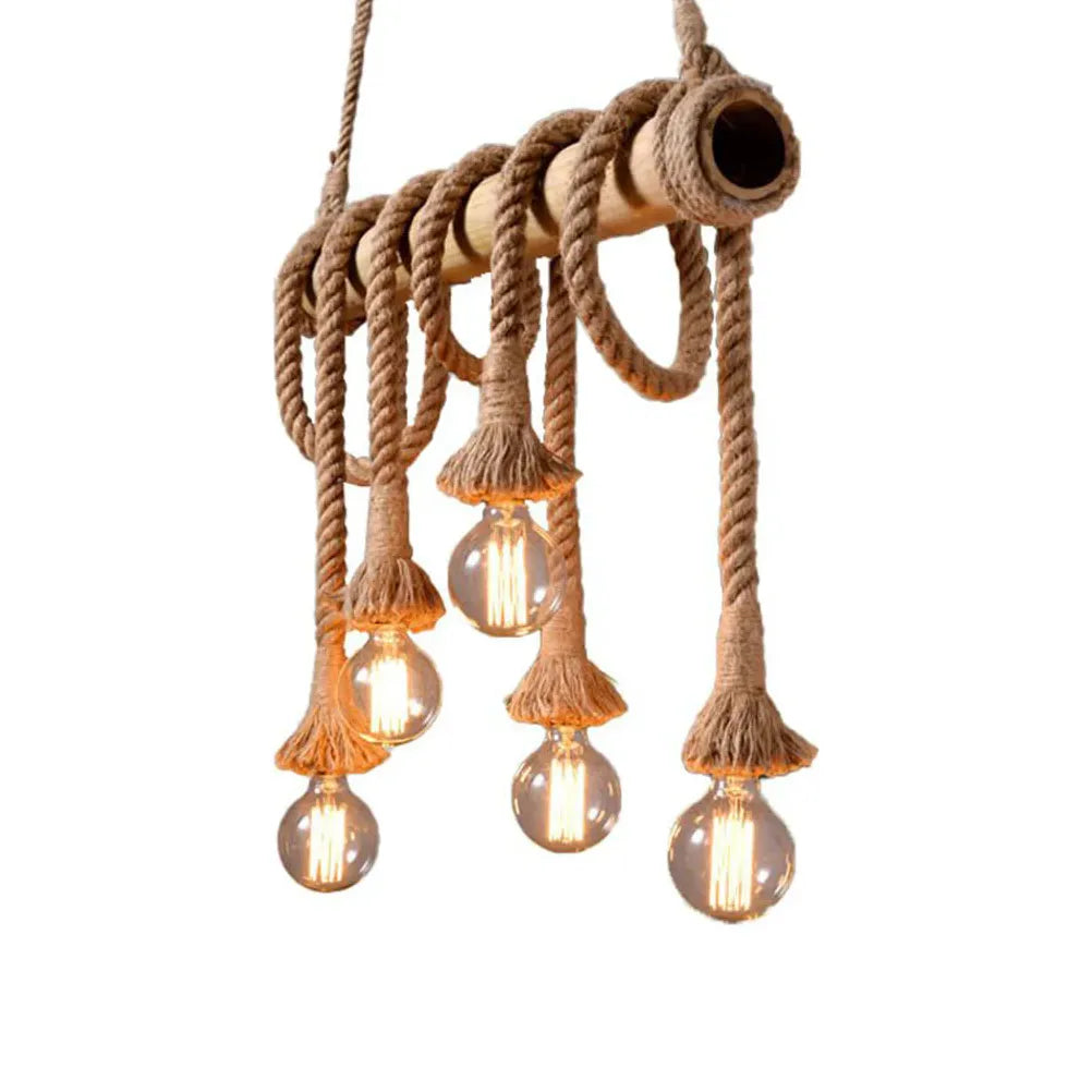 Rope Design Vintage Wood Pendant Light