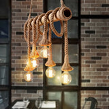 Rope Design Vintage Wood Pendant Light