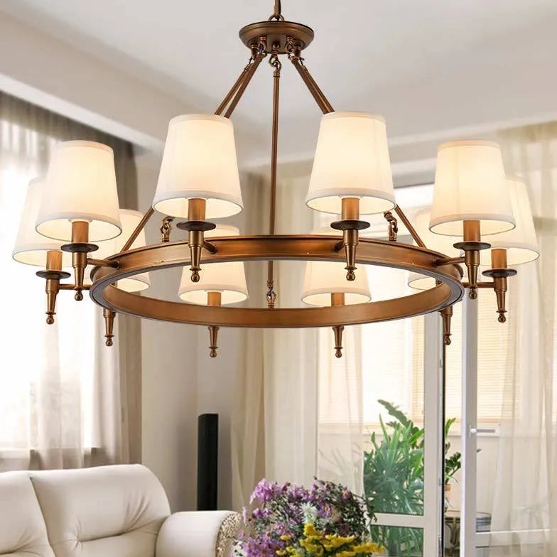 Multi-Light Fabric Shade Industrial Kitchen Chandelier