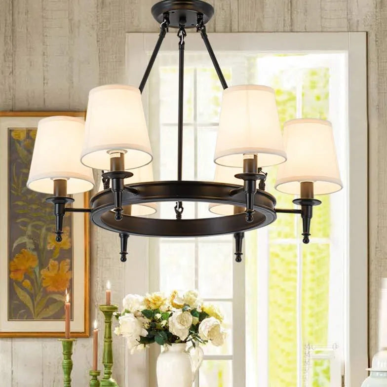 Multi-Light Fabric Shade Industrial Kitchen Chandelier