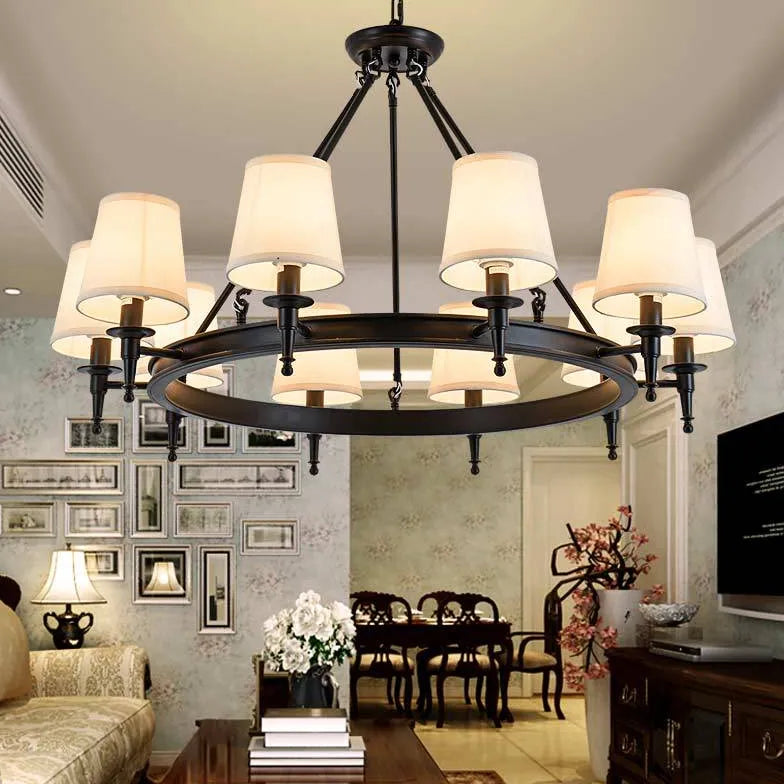 Multi-Light Fabric Shade Industrial Kitchen Chandelier