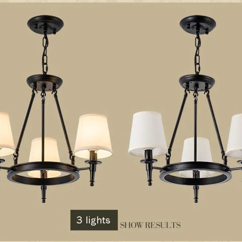 Multi-Light Fabric Shade Industrial Kitchen Chandelier