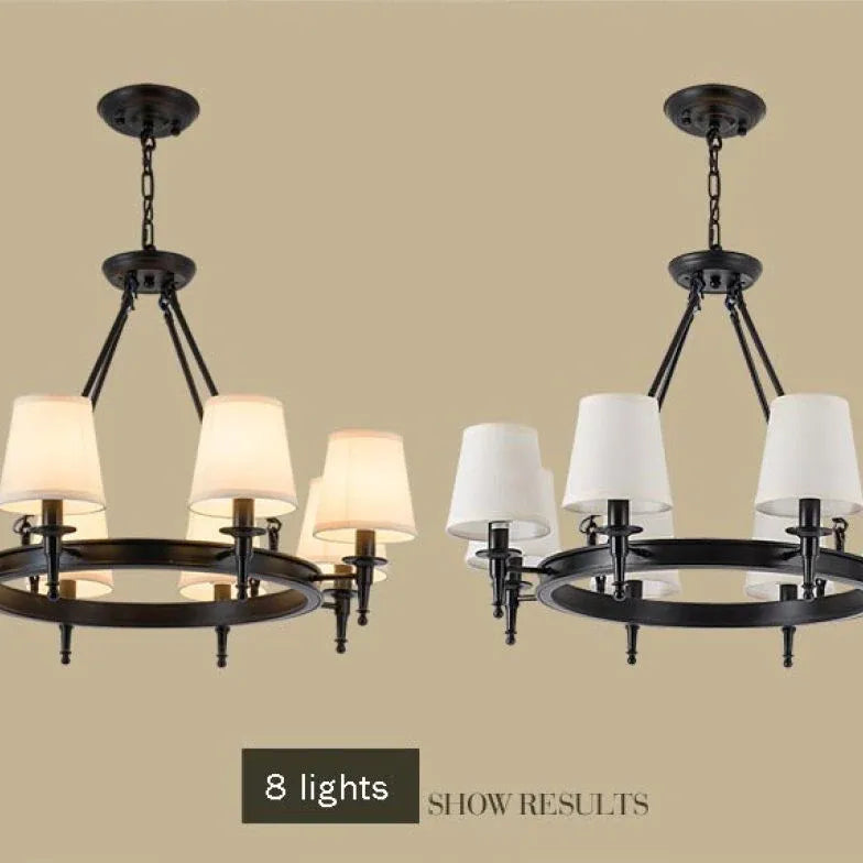 Multi-Light Fabric Shade Industrial Kitchen Chandelier