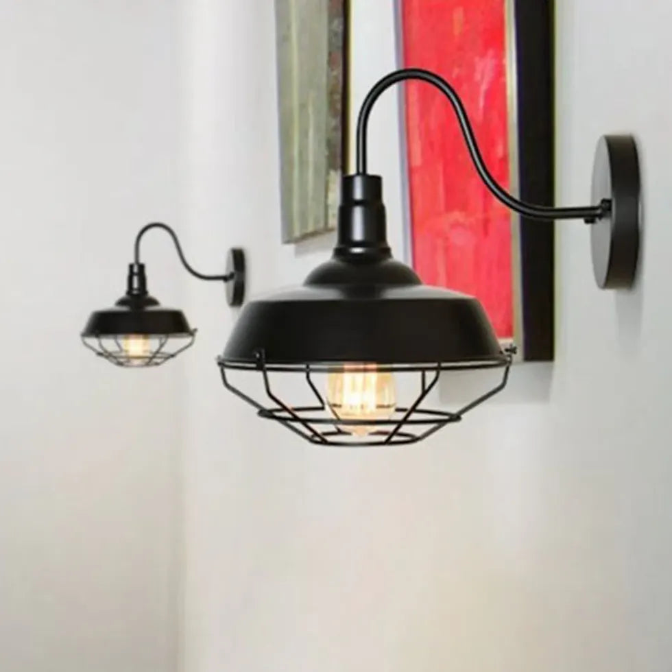 Metal Mesh Industrial Black Wall Lamps