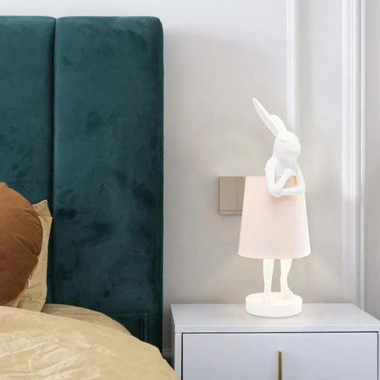 White Rabbit-Shaped Modern Bedside Table Lamp