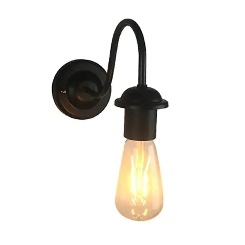 Black Single-Arm Exposed Bulb Wall Lamp