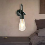 Black Single-Arm Exposed Bulb Wall Lamp