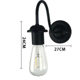 Black Single-Arm Exposed Bulb Wall Lamp