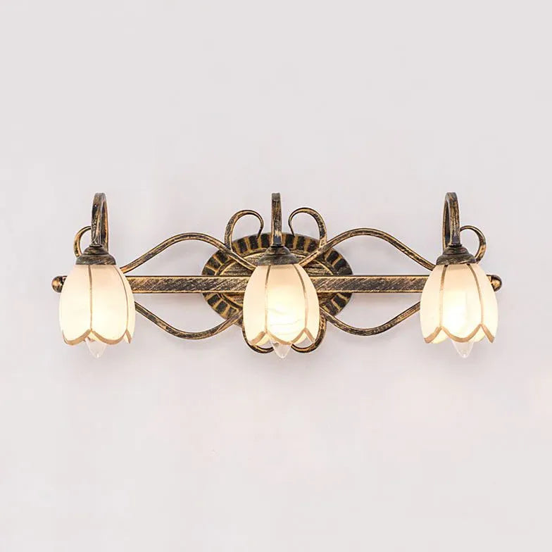 Antique Brass Flower Vintage Bathroom Wall Lights