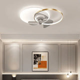 Crossed Ring Design LED Bedroom Fan Light