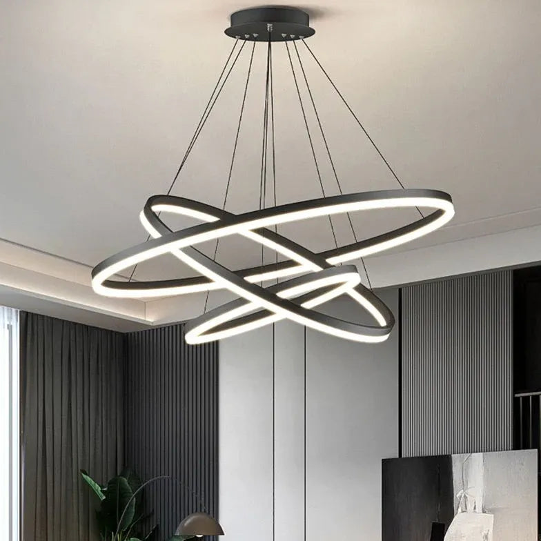 Multi-Ring Modern Black LED Pendant Light