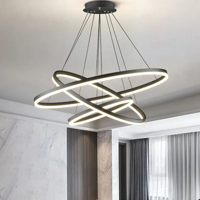 Multi-Ring Modern Black LED Pendant Light