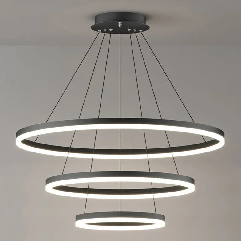 Multi-Ring Modern Black LED Pendant Light