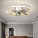 Double Ring LED Bedroom Ceiling Fan Light