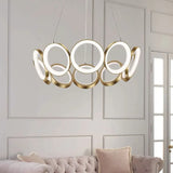 Ring-Shaped Petal Design Gold LED Pendant Light