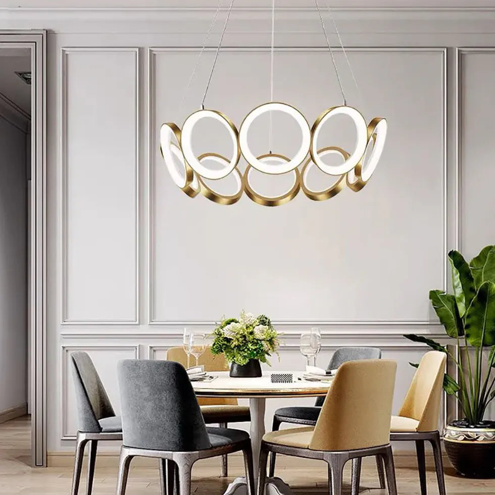 Ring-Shaped Petal Design Gold LED Pendant Light