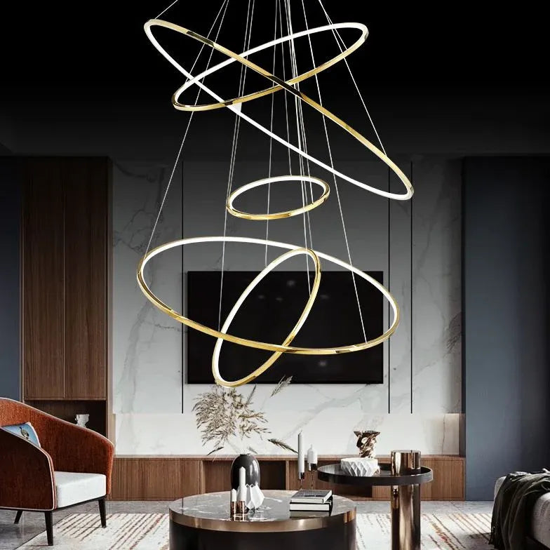 Multi-Light Circular Luxury Gold LED Pendant Light