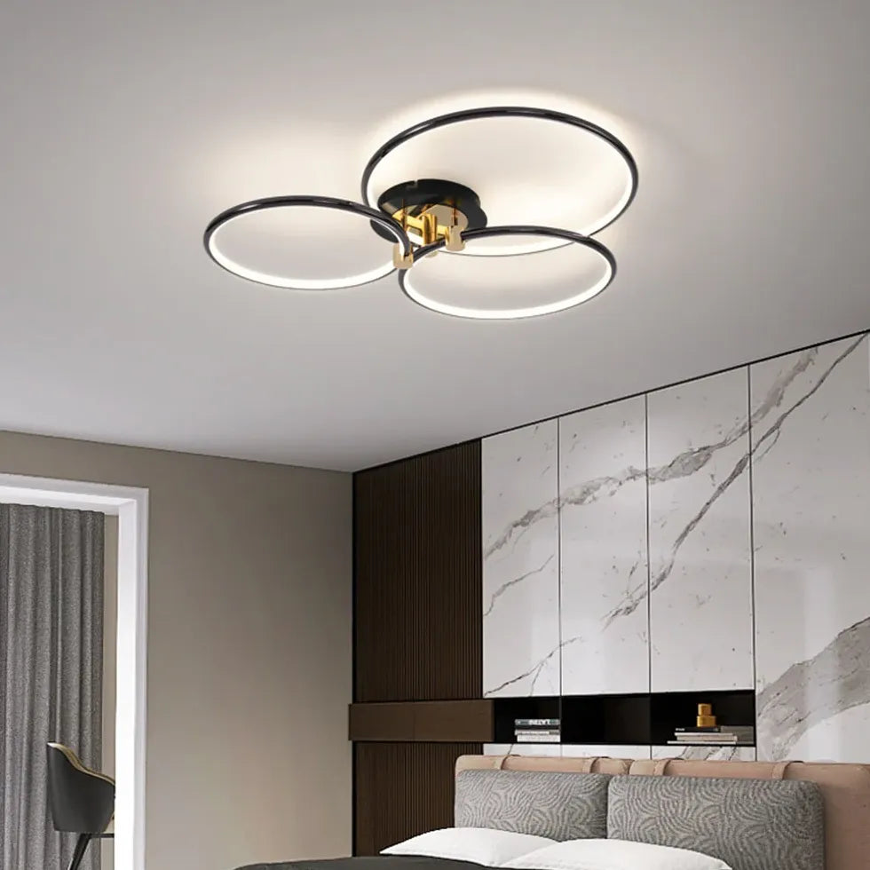 Multi-light Ring Modern Black LED Ceiling Light