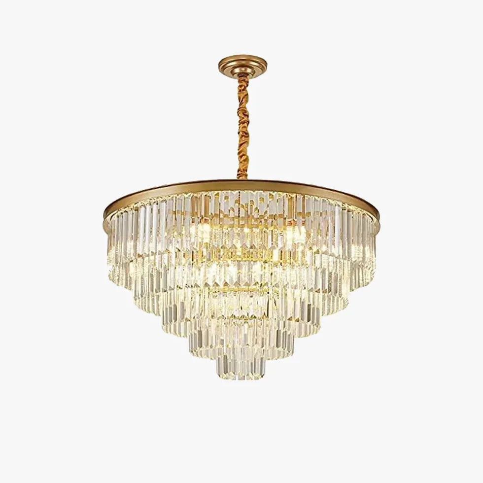 Multi-Layered Crystal Gold Branch Chandelier