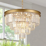 Multi-Layered Crystal Gold Branch Chandelier