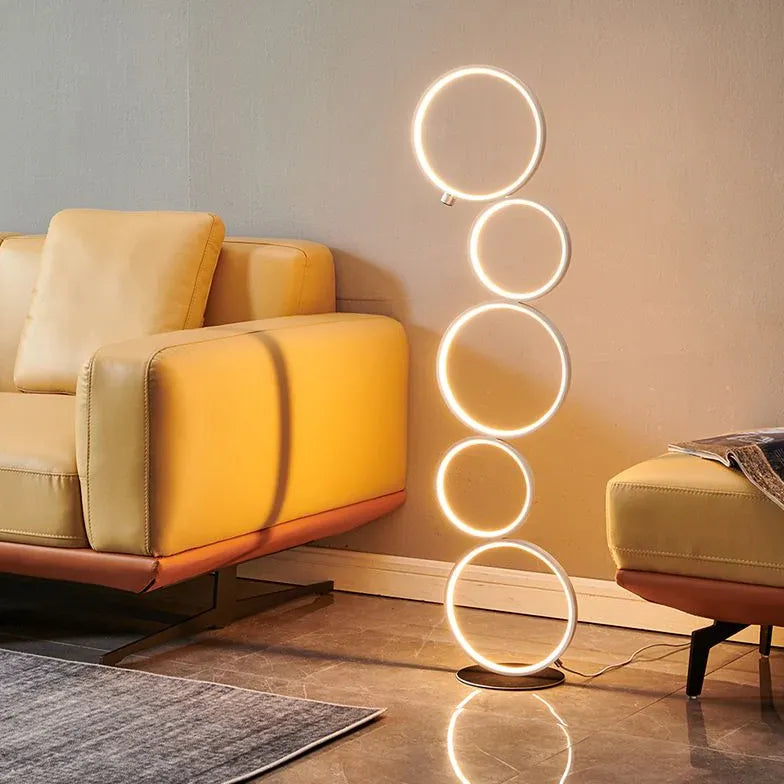 Circular Ring Design Black LED Floor Lamp