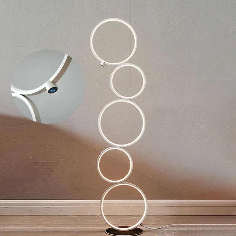 Circular Ring Design Black LED Floor Lamp