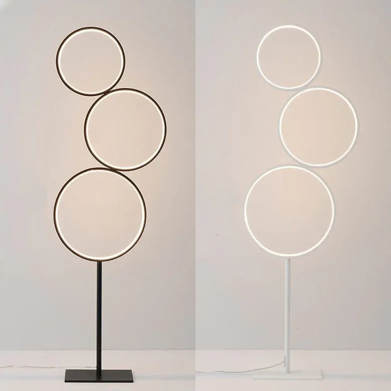 Circular Ring Design Black LED Floor Lamp