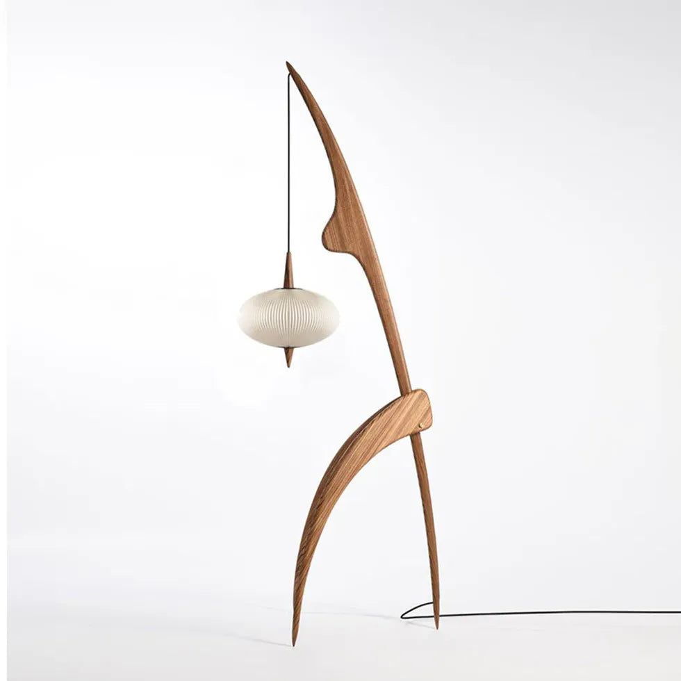 Wooden Hanging Arched Floor Lamp