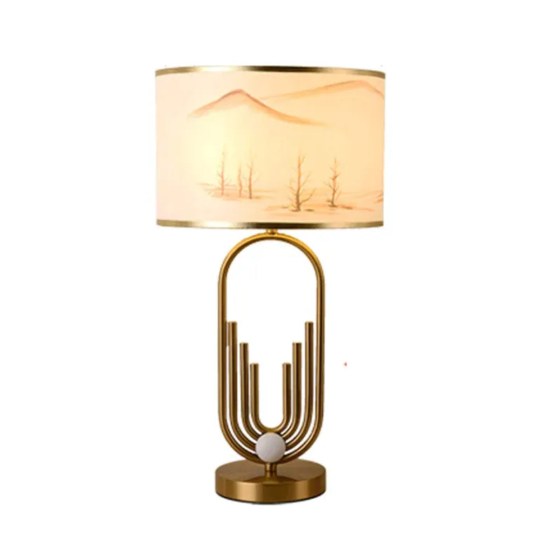 Cylindrical Landscape Pattern Artistic Table Lamp