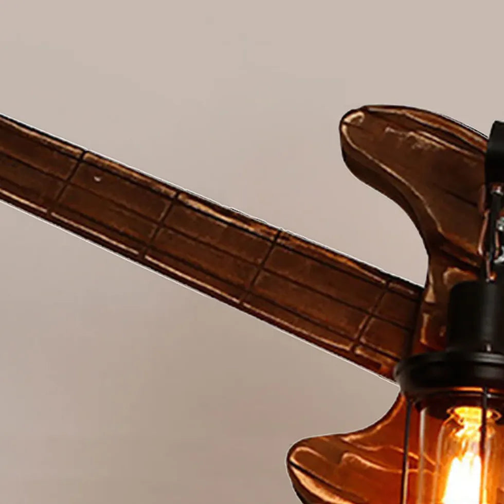 Guitar-Shaped Vintage Wood Kitchen Pendant Light