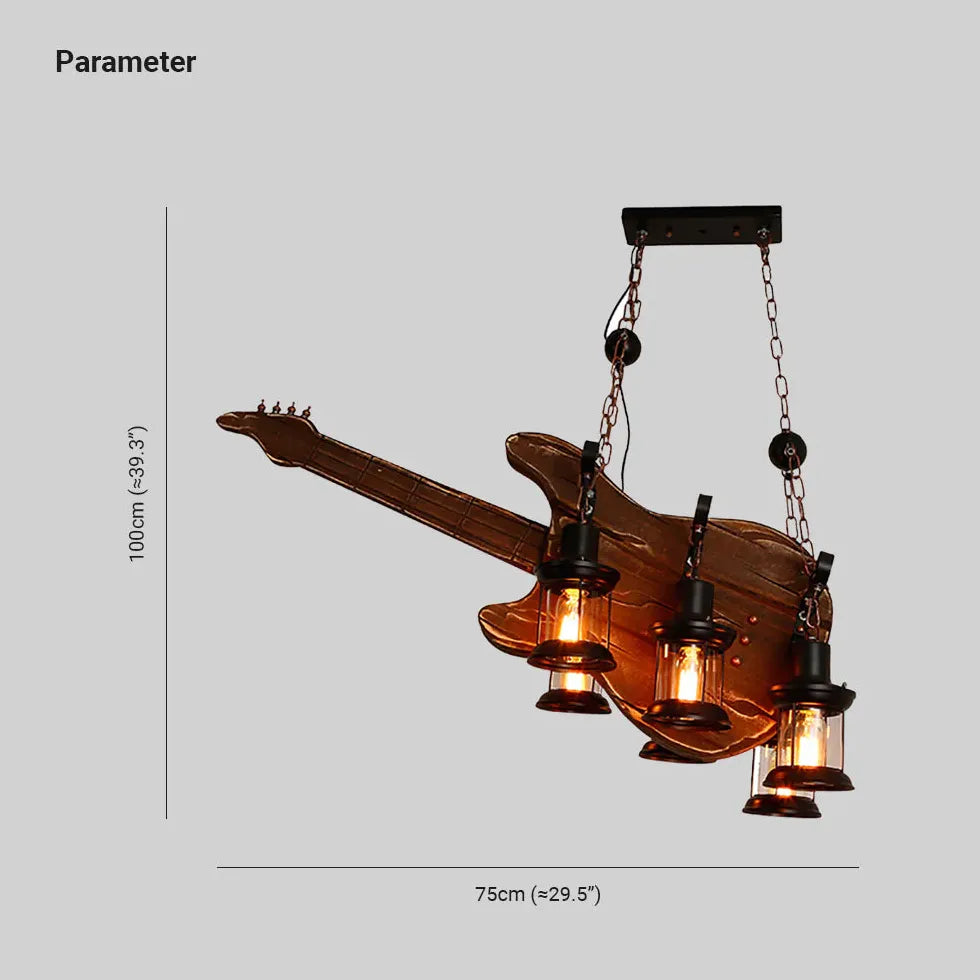 Guitar-Shaped Vintage Wood Kitchen Pendant Light