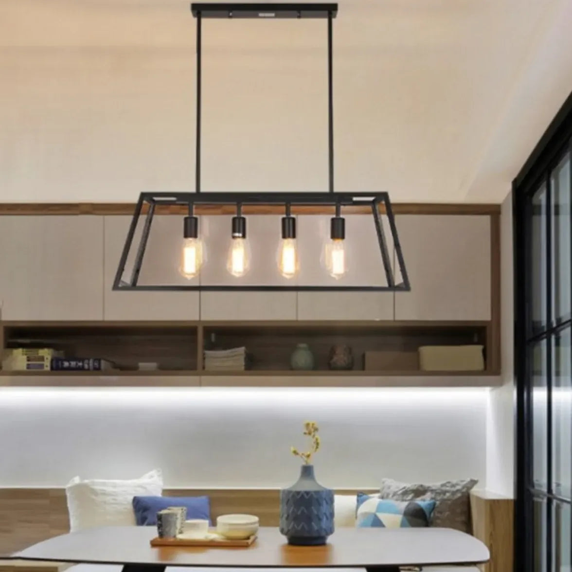 Black Rectangular Frame Industrial Pendant Light