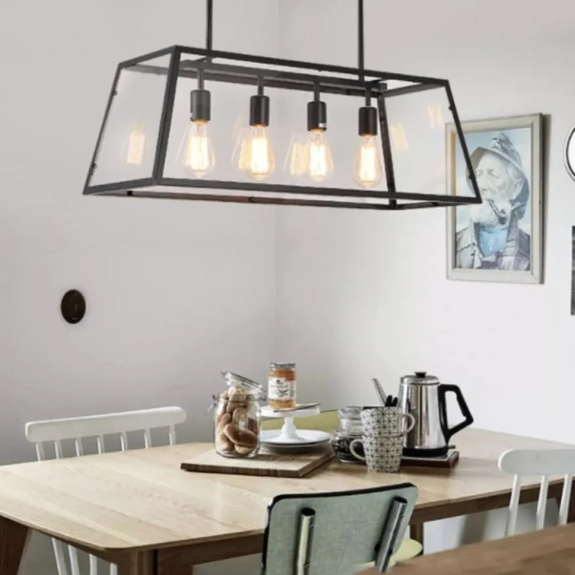 Black Rectangular Frame Industrial Pendant Light