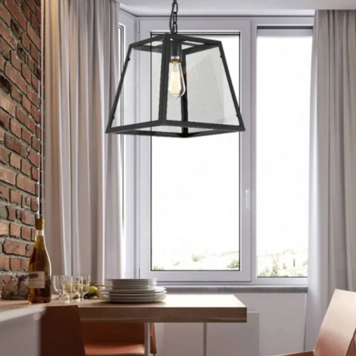 Black Rectangular Frame Industrial Pendant Light