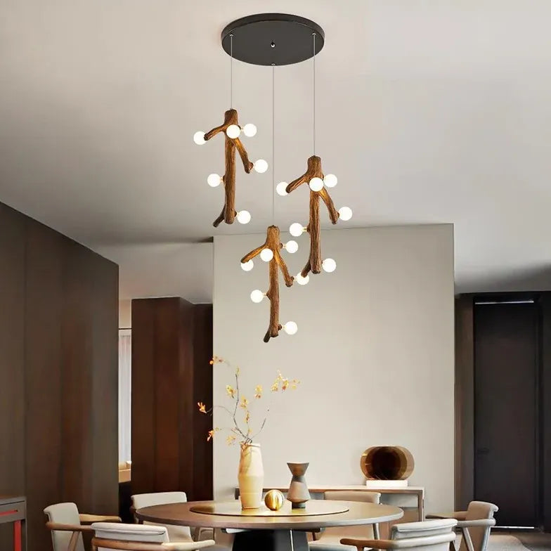 White Ball on Tree Trunk Kitchen LED Chandelier