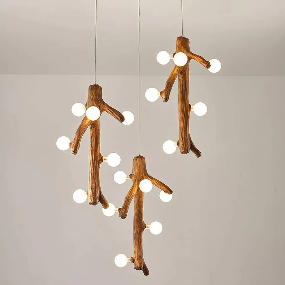 White Ball on Tree Trunk Kitchen LED Chandelier