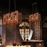 Dark Wood Vintage Pendant Light for Restaurant