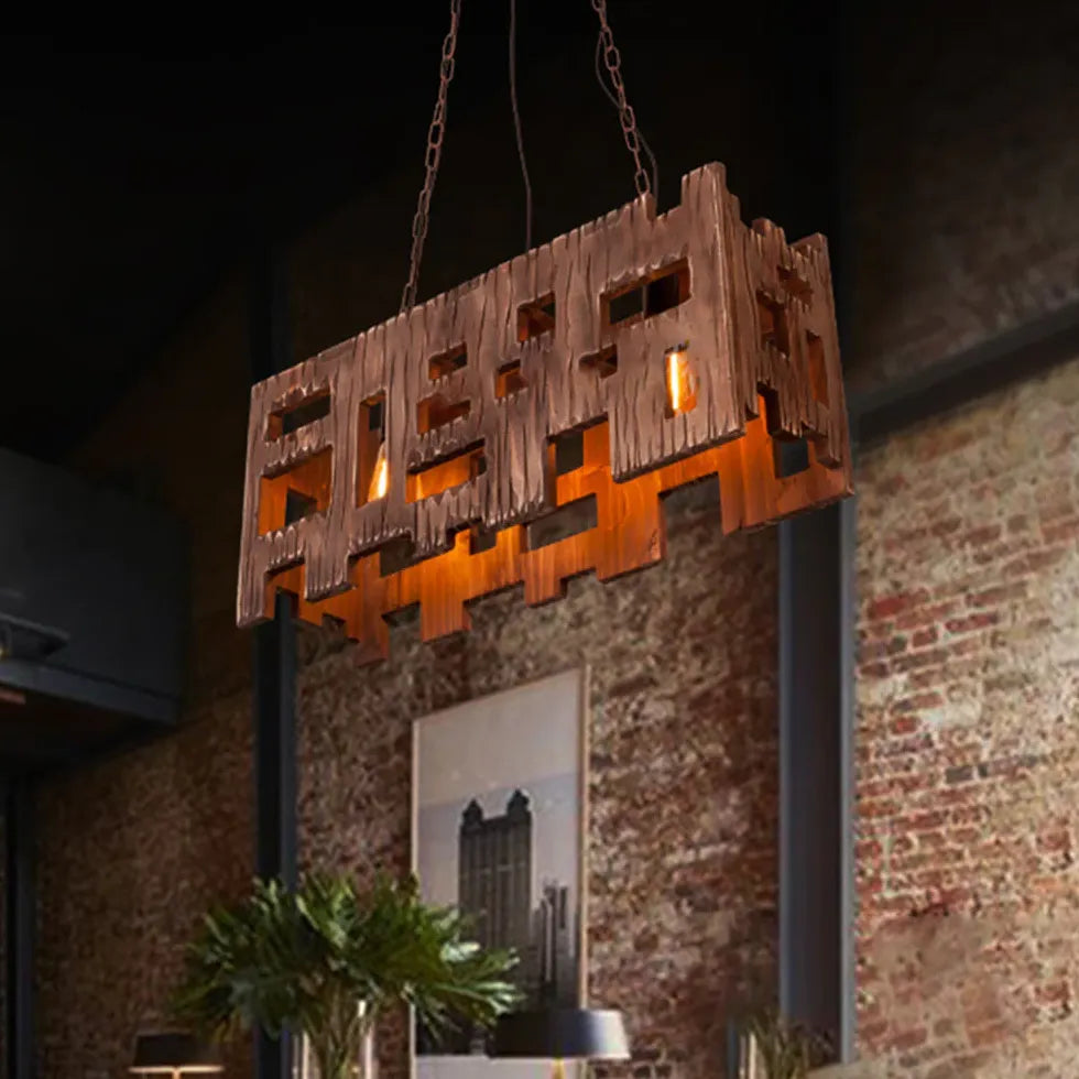 Dark Wood Vintage Pendant Light for Restaurant