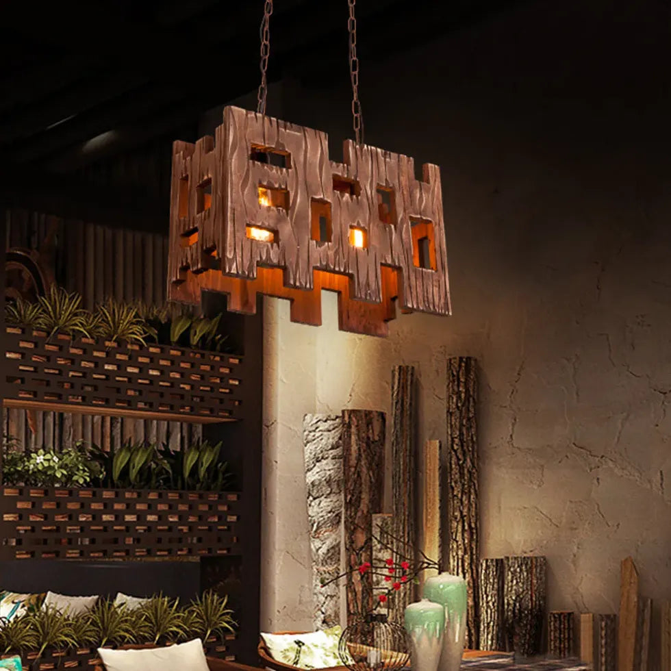 Dark Wood Vintage Pendant Light for Restaurant